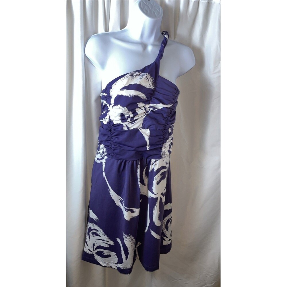 Tracy Negoshus Women’s Purple / White One Shoulder Dress Size M Abstract Floral